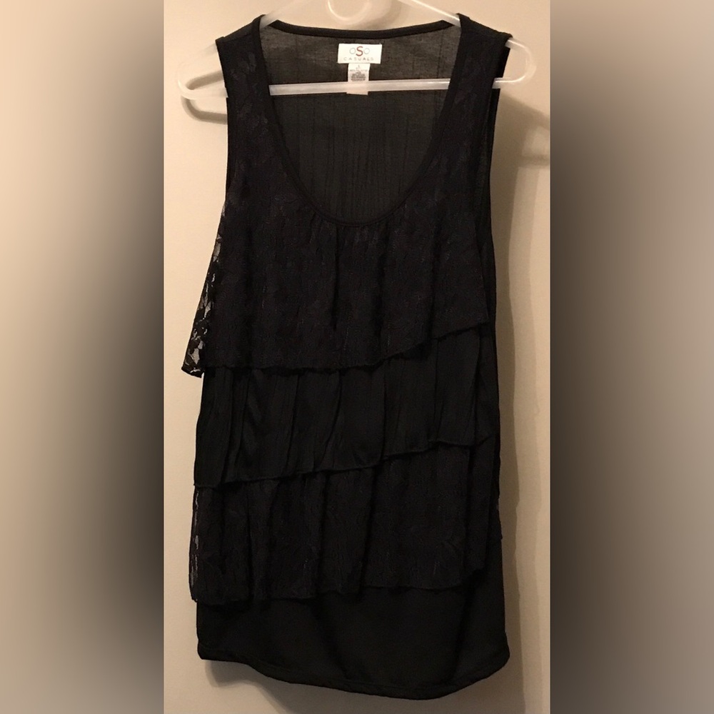 Elegant Black Lace Layered Women's Top
